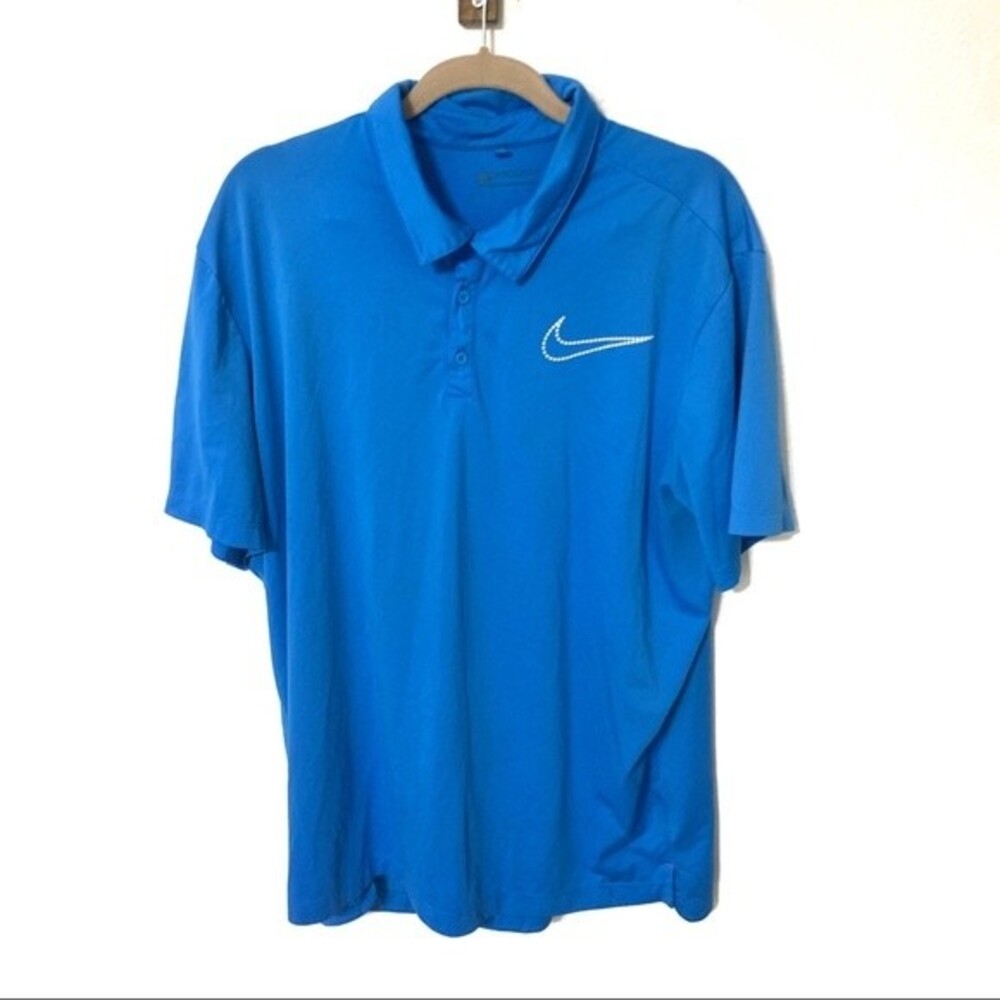NIKE shirt mens bright blue dri fit golf polo size xxl